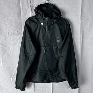 Sierra Designs‎ Mens Large Green Ripstop Nylon Anorak 1/4 Zip Windbreaker Hooded
